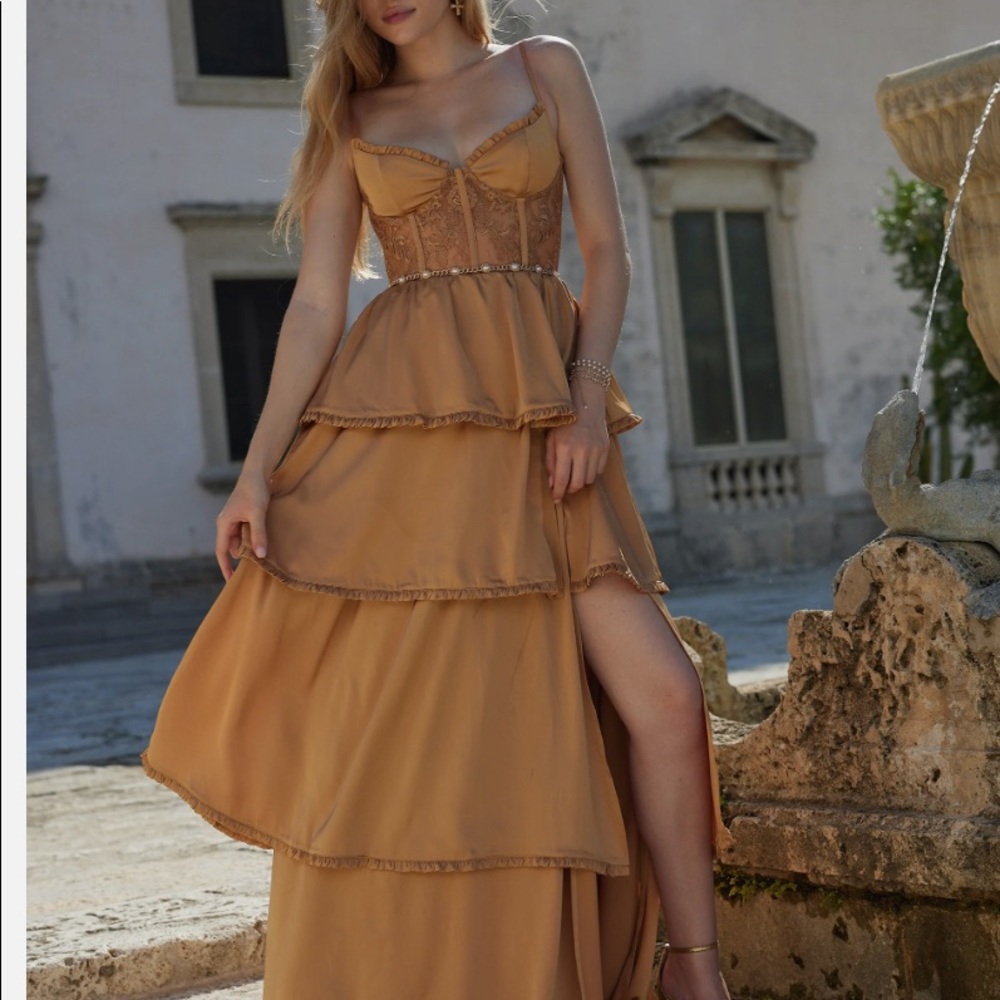 V CHAPMAN DAKOTA TAN DRESS